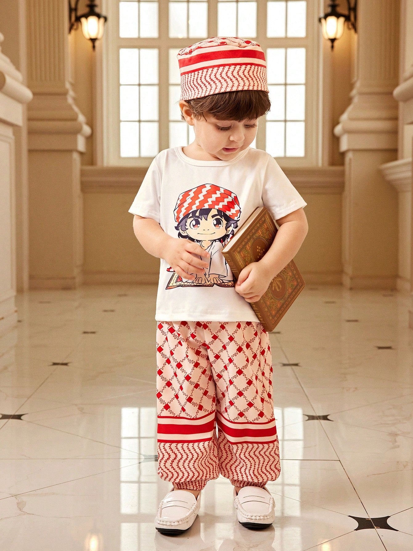 3pcs Boys Anime Print Tee, Wide-Leg Pants & Cap Set - Isabelline | ...