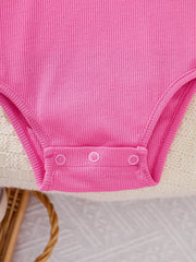 Baby Girls Tiered Ruffle Sleeve Ribbed Bodysuit - Fuchsia