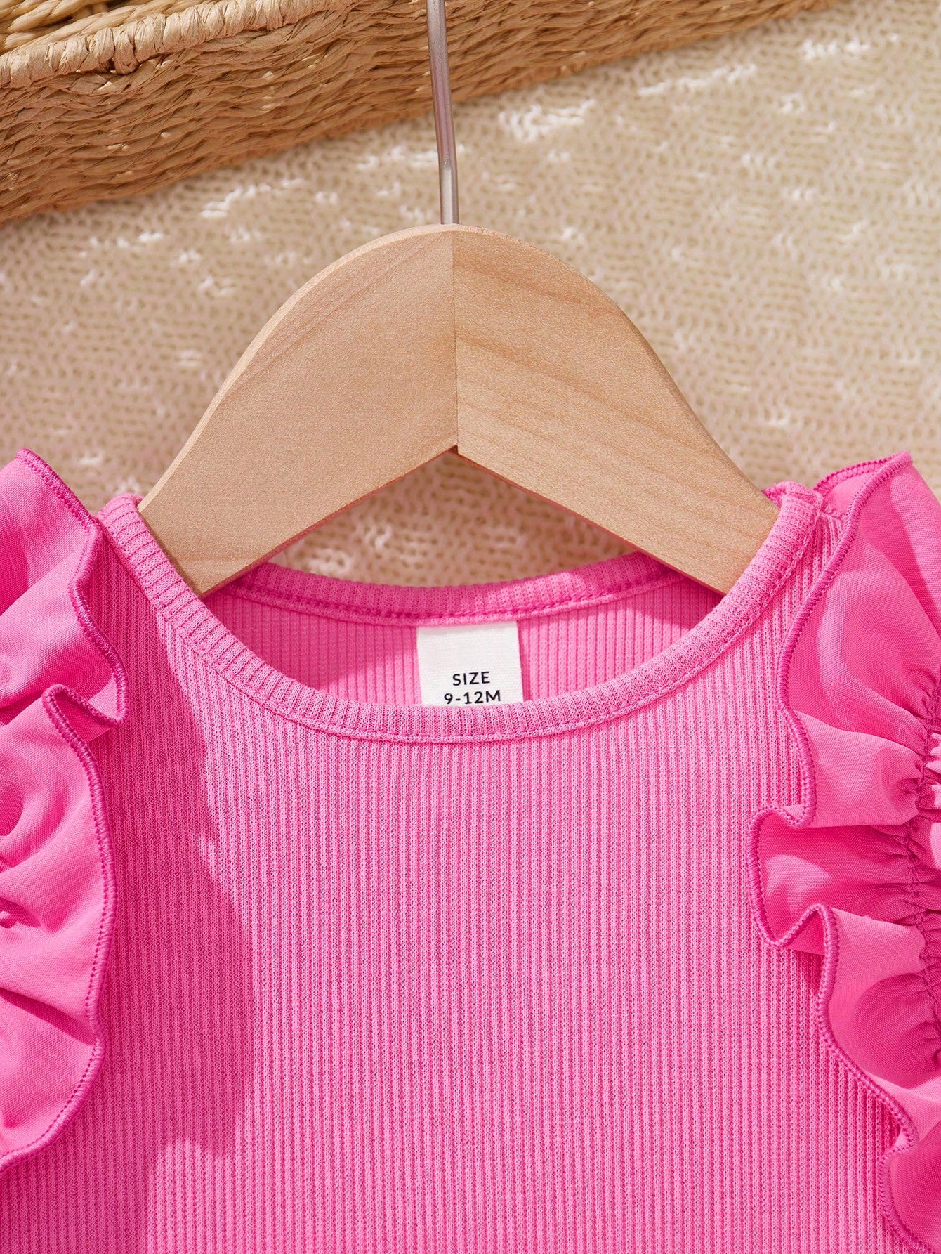 Baby Girls Tiered Ruffle Sleeve Ribbed Bodysuit - Fuchsia