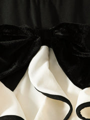 Big Girls Velvet Bow Color-Block Ruffle Midi Dress - Ivory | 21 Cen...