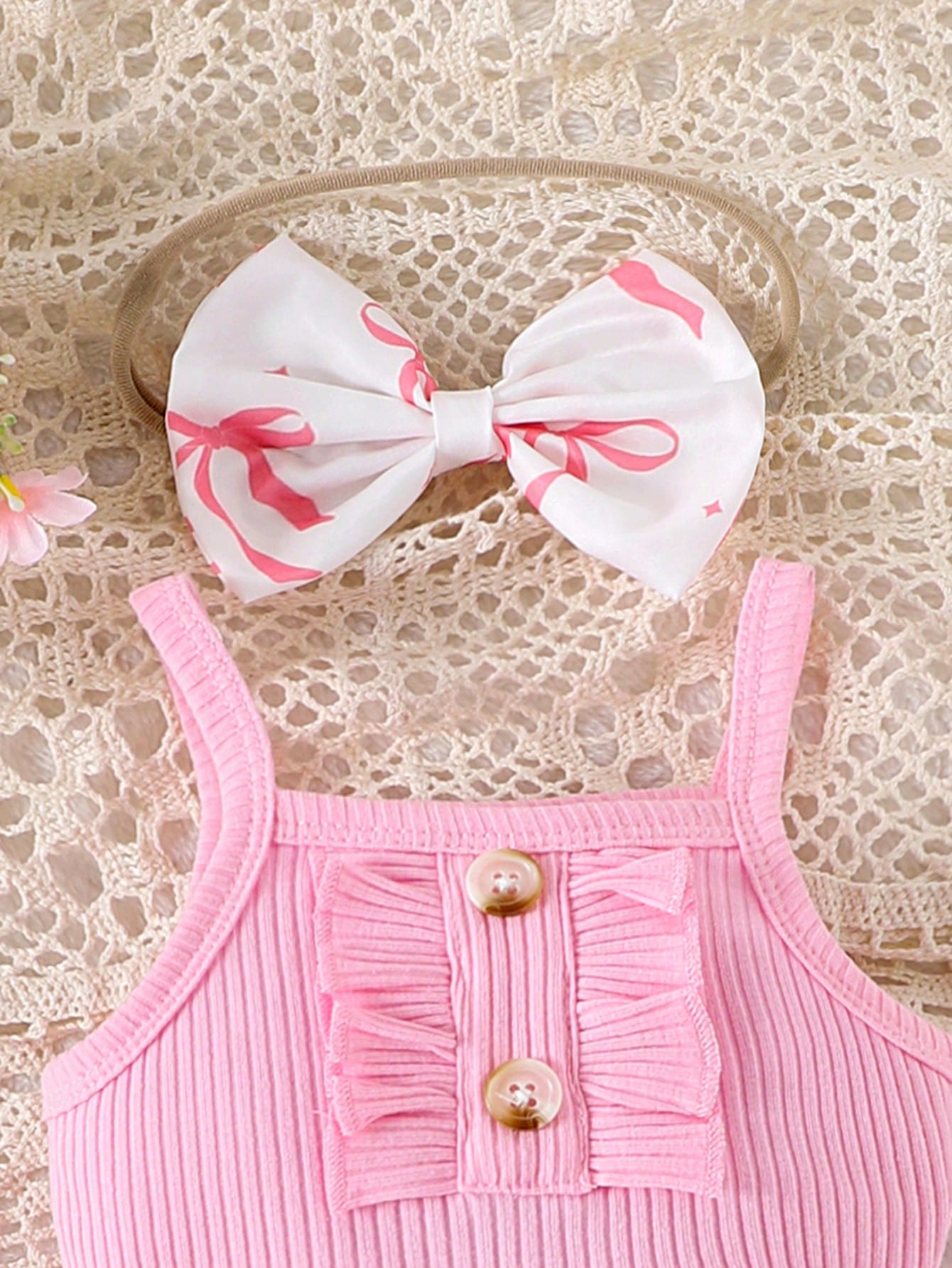 2pcs Baby Girls Ribbed Ruffle Bodysuit & Bow Skirt Set - Rose | 21 ...