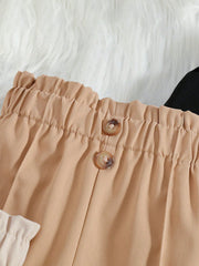 3pcs Girls Paper-Bag Waist Tapered Trousers Set - Blush | 21 Centur...