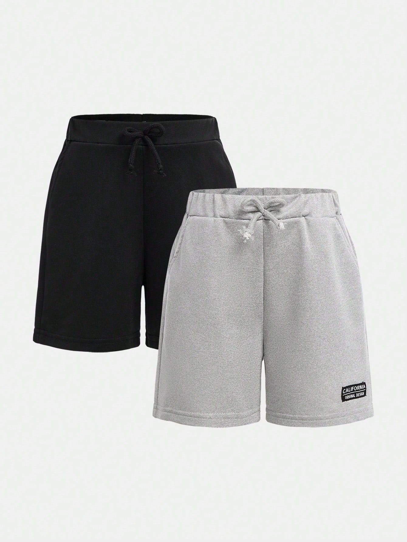 Little Boys Fleece Drawstring Track Shorts - Slate