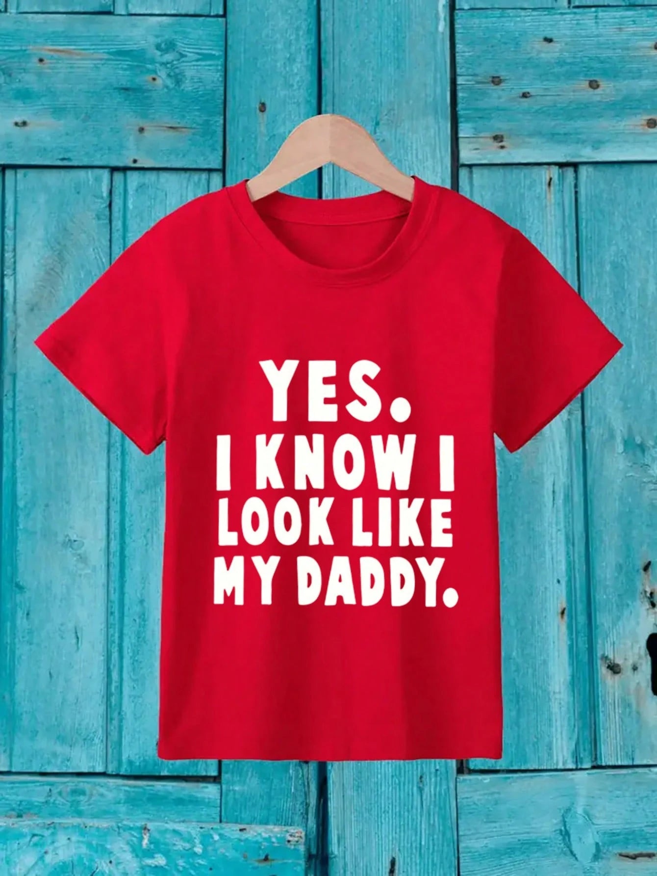 Little Boys 'Look Like My Daddy' Slogan Tee - Scarlet