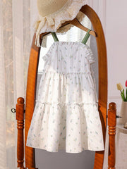 Girls Tulip Appliqué Ditsy Floral Tiered Sundress - Ivory