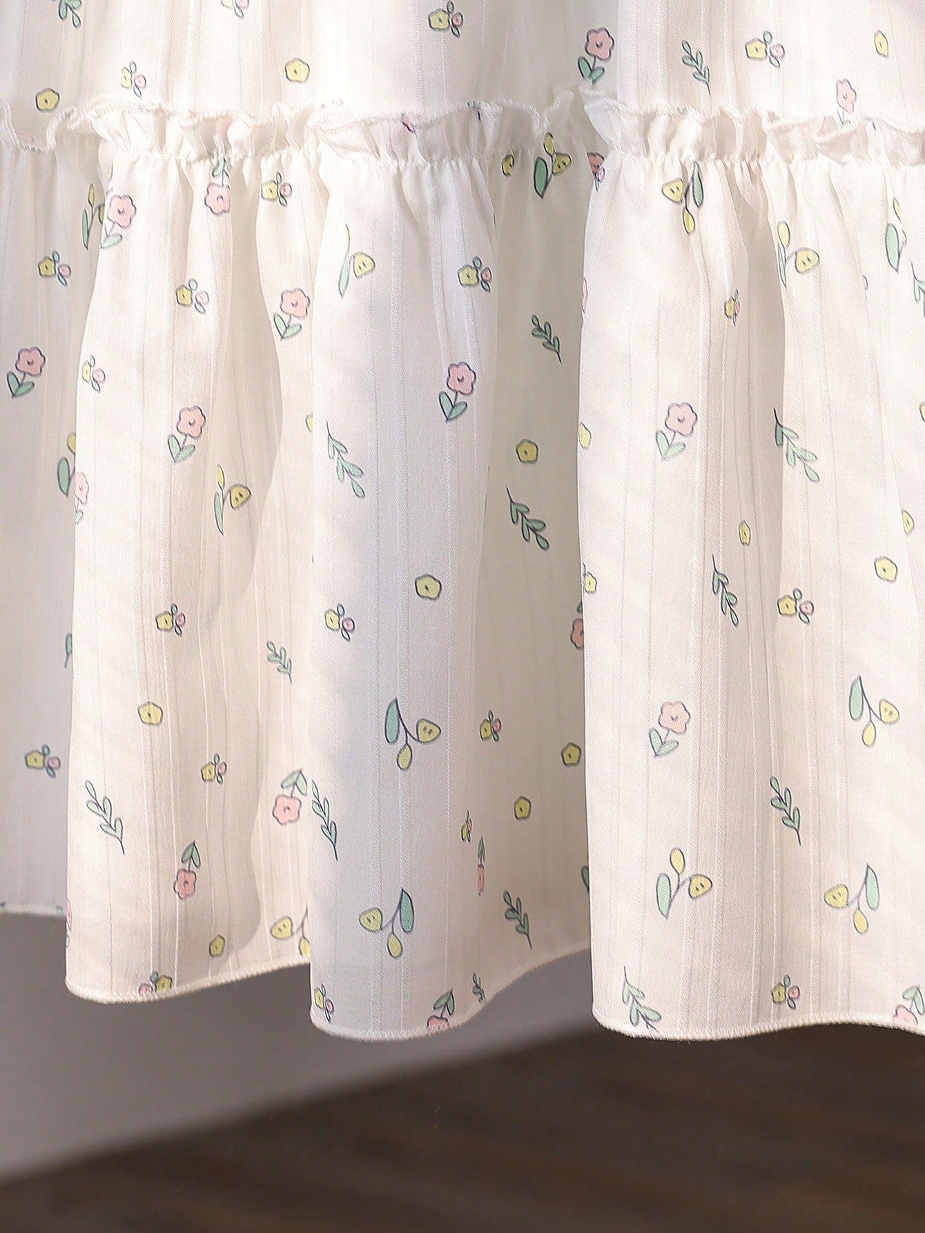 Girls Tulip Appliqué Ditsy Floral Tiered Sundress - Ivory