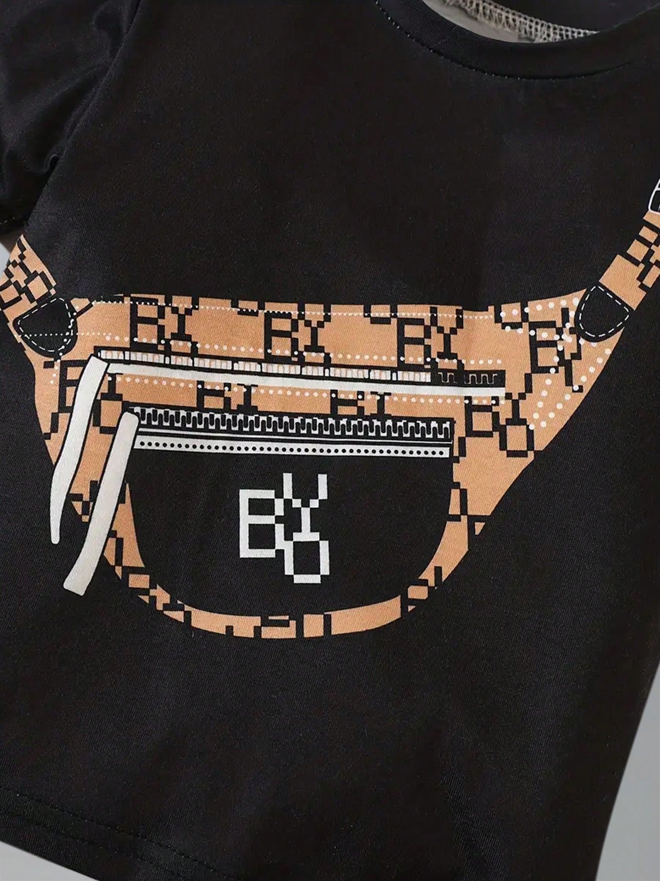 2pcs Boys Monogram Crossbody Print Tee & Shorts Set - Onyx