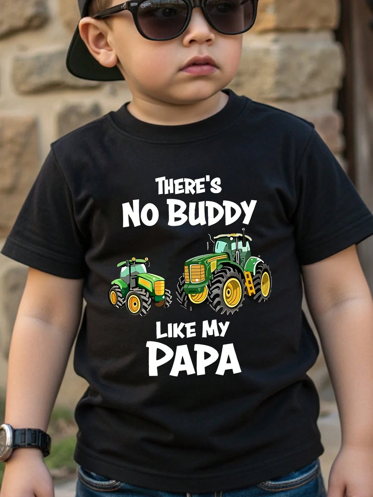 Boys Tractor Graphic Slogan Crew Neck Tee - Onyx