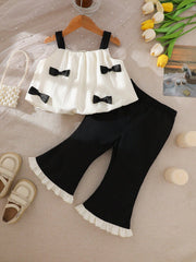 2pcs Girls Bow-Embellished Cami Top & Flare Pants Set - Ivory | 21 ...