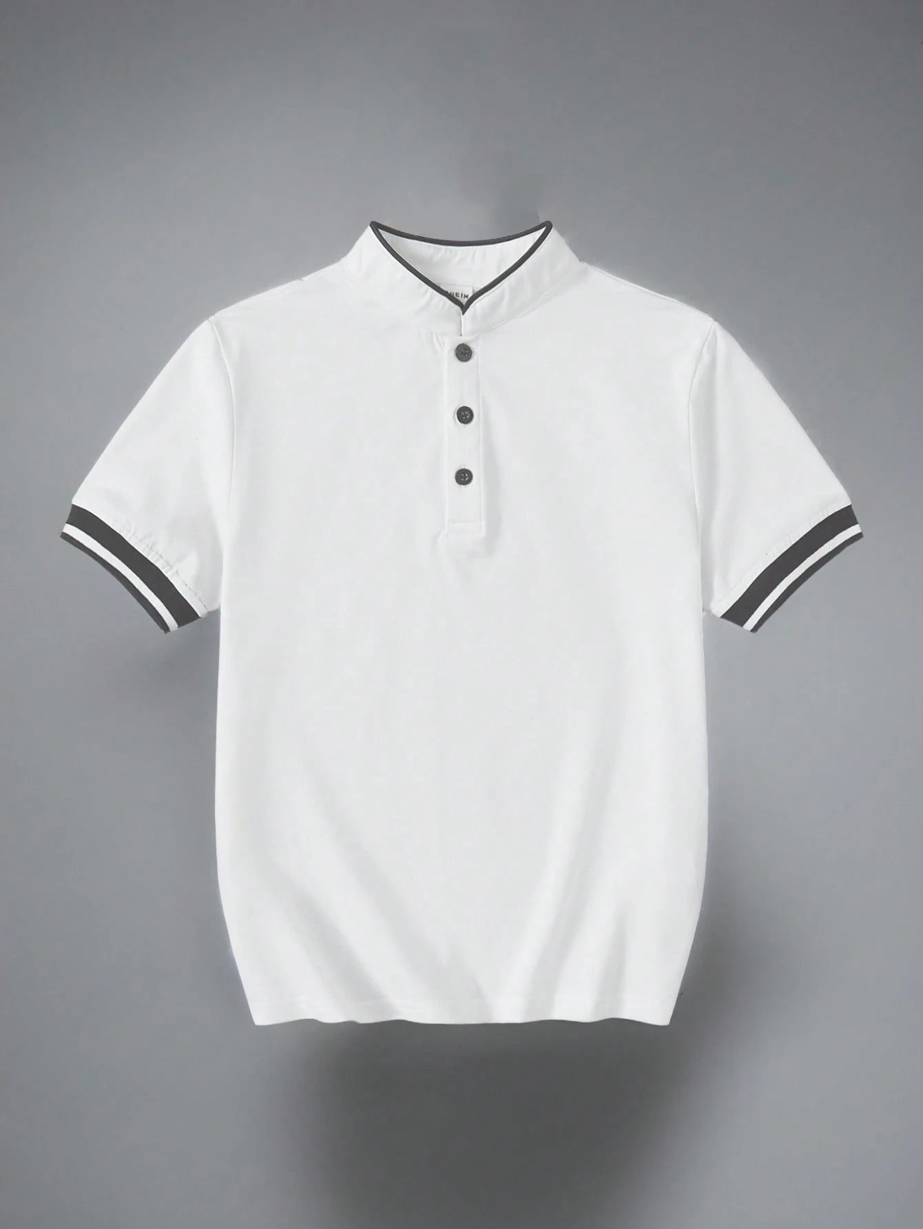 Boys Contrast Tipped Stand Collar Henley Polo - Ivory | 21 Century ...