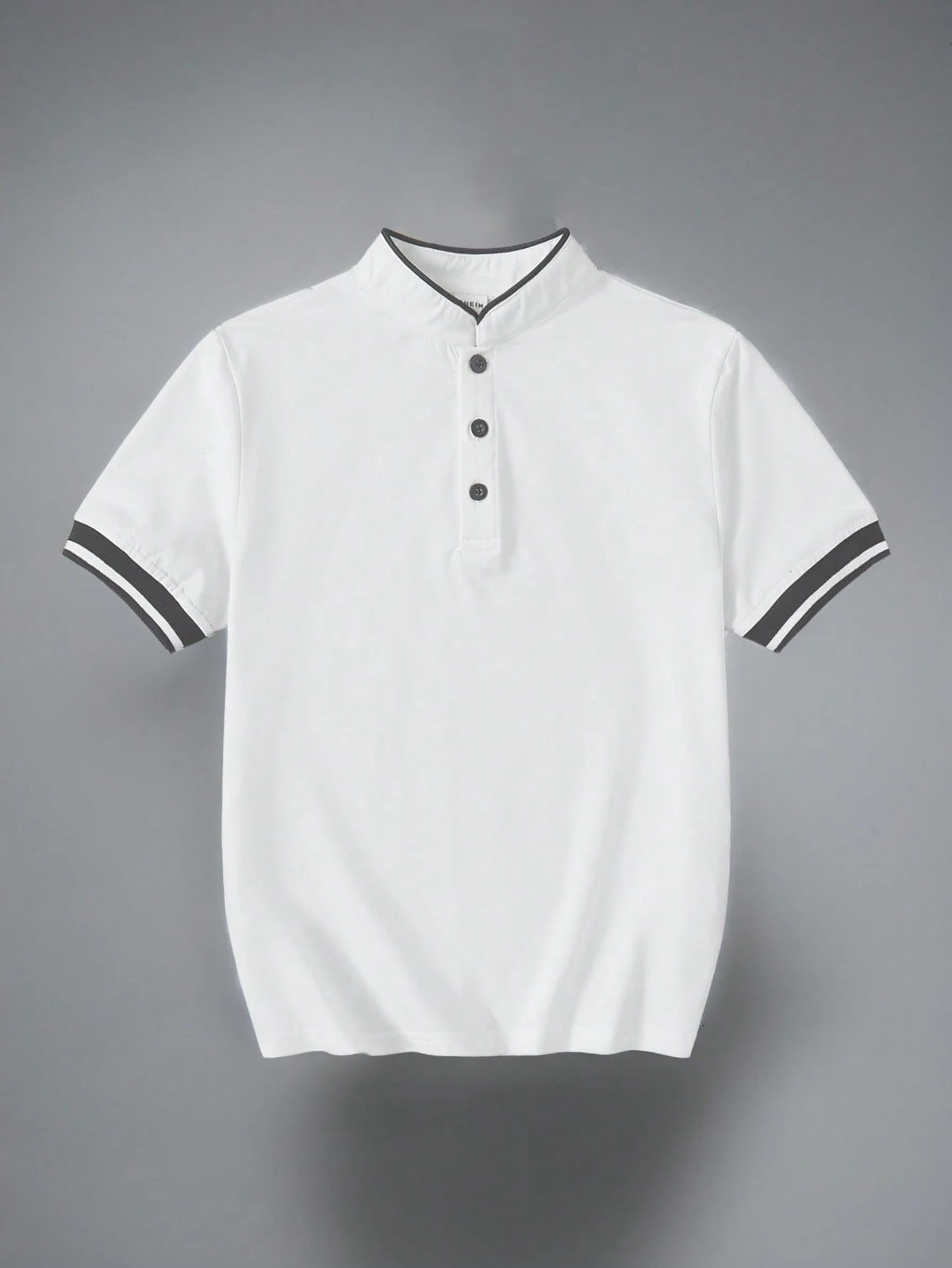 Boys Contrast Tipped Stand Collar Henley Polo - Ivory | 21 Century ...