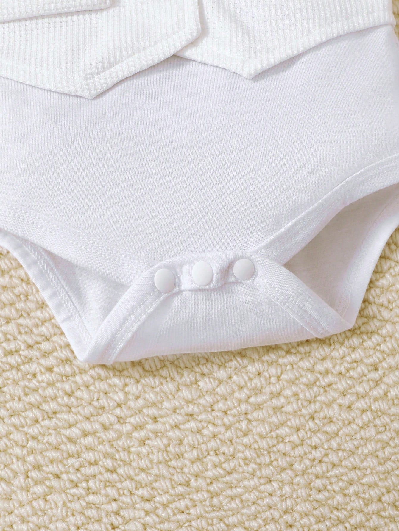 3pcs Baby Boys Waffle Vest Bodysuit & Shorts Set - Ivory | 21 Centu...