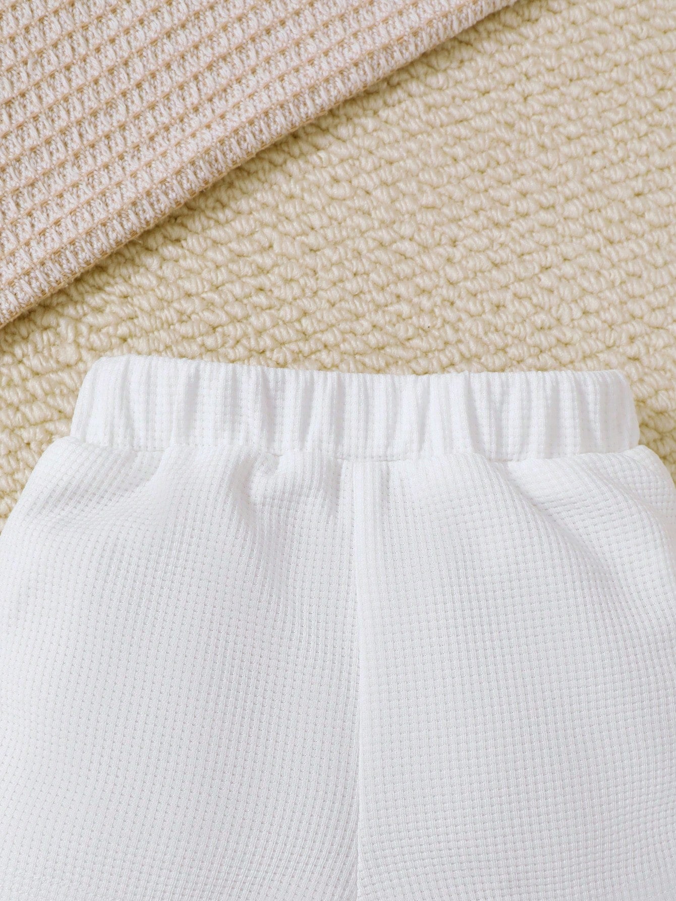 3pcs Baby Boys Waffle Vest Bodysuit & Shorts Set - Ivory | 21 Centu...