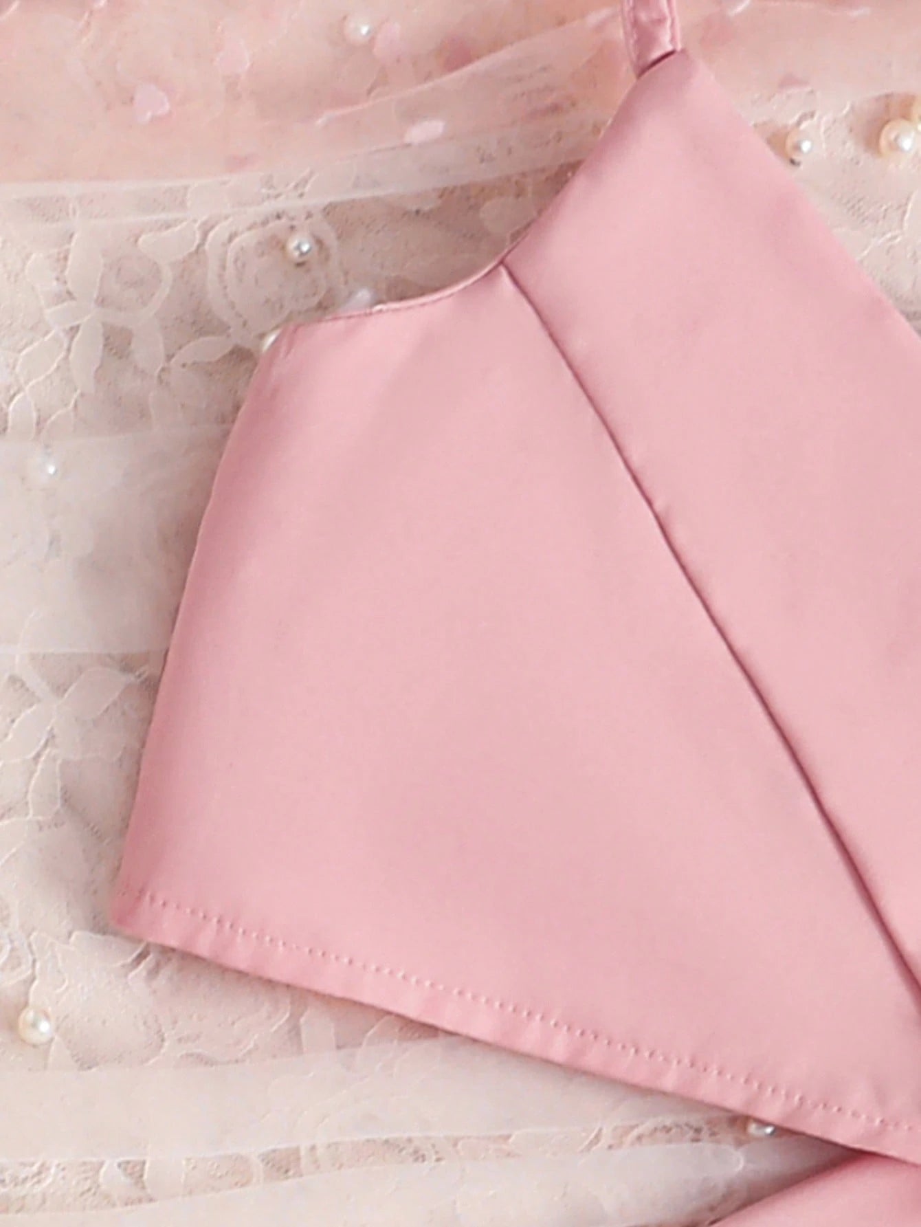 2pcs Little Girls Tie-Strap Crop Top & Wide-Leg Trousers Set - Blush