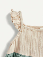 Baby Girls Colorblock Tiered Ruffle Smock Dress - Sage