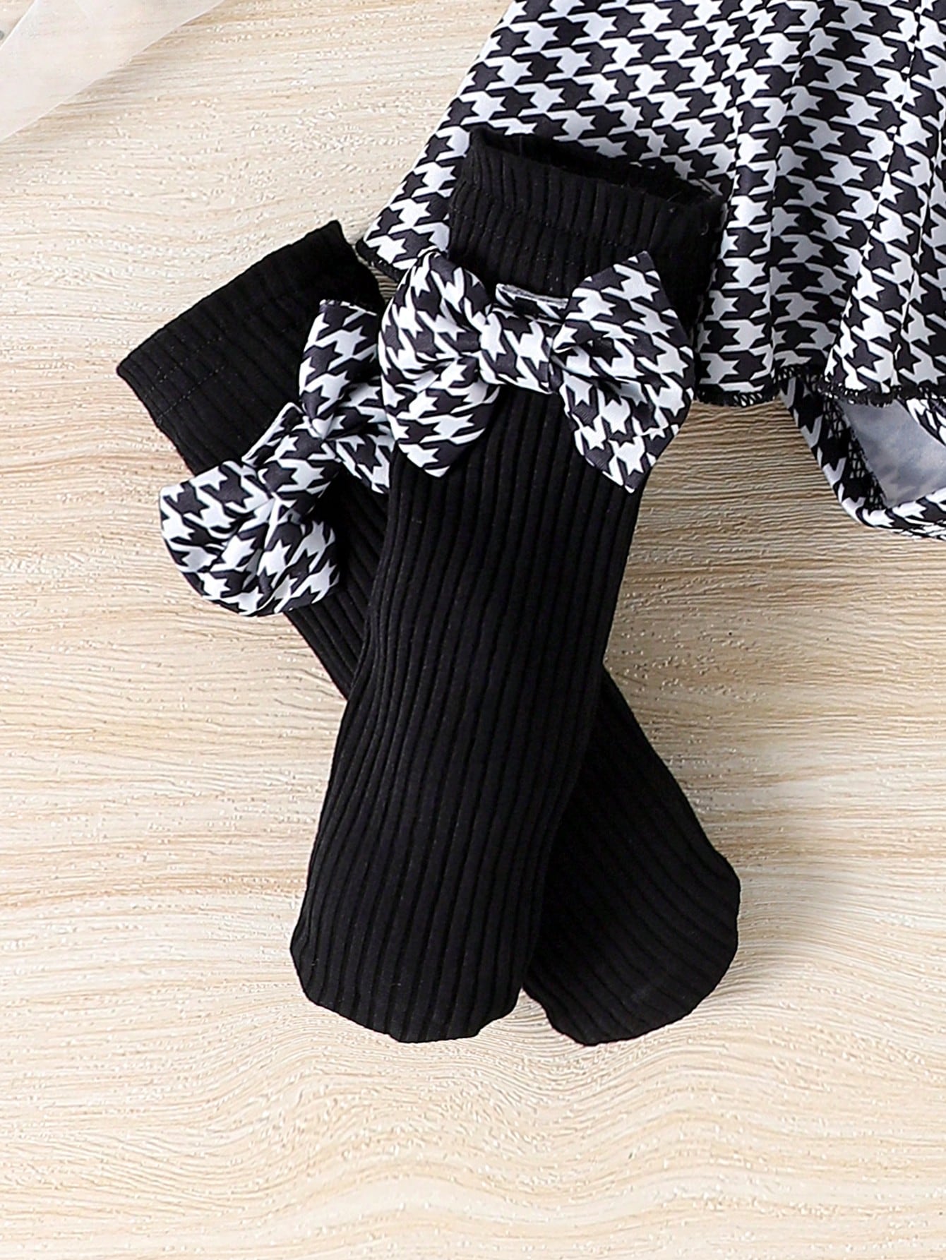 Baby Girls Houndstooth Ruffle Bodysuit Gift Set - Onyx