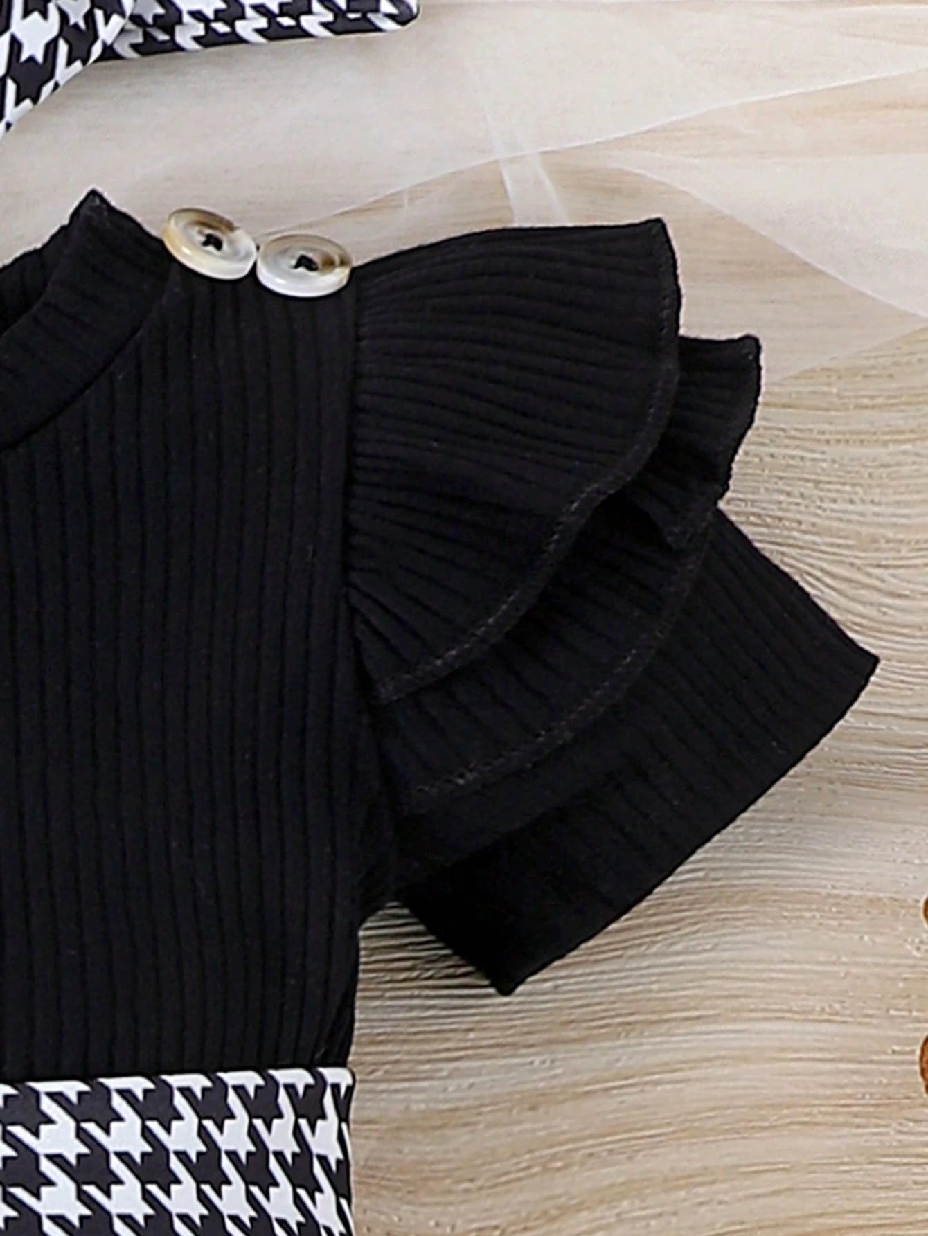 Baby Girls Houndstooth Ruffle Bodysuit Gift Set - Onyx