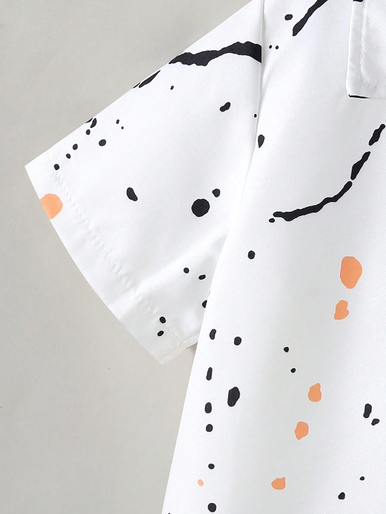 2pcs Boys Ink Splash Print Shirt & Shorts Set - Ivory