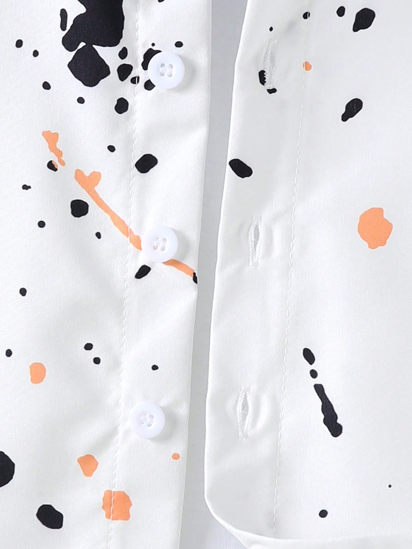 2pcs Boys Ink Splash Print Shirt & Shorts Set - Ivory