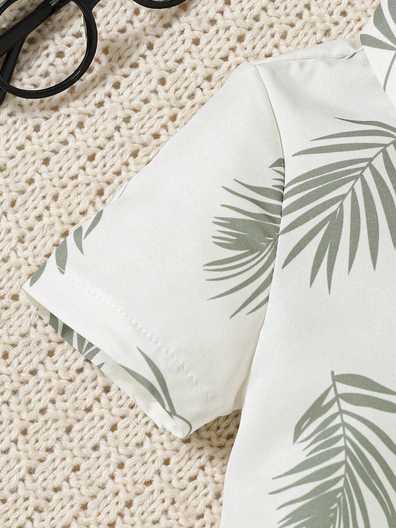 2pcs Boys Palm Leaf Print Shirt & Shorts Set - Ivory | 21 Century Kids