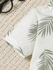 2pcs Boys Palm Leaf Print Shirt & Shorts Set - Ivory | 21 Century Kids