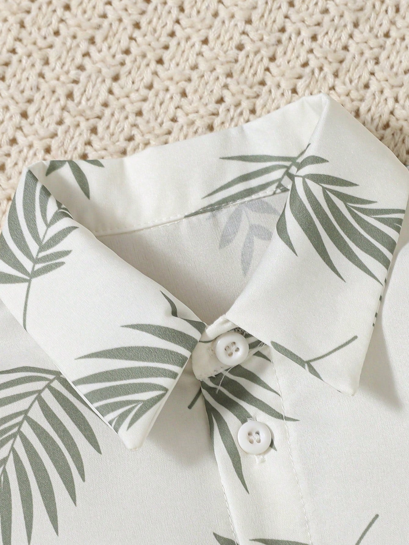 2pcs Boys Palm Leaf Print Shirt & Shorts Set - Ivory | 21 Century Kids