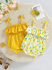2pcs Baby Girls Ruffle Tie-Strap Bodysuit Set - Buttercup | 21 Cent...