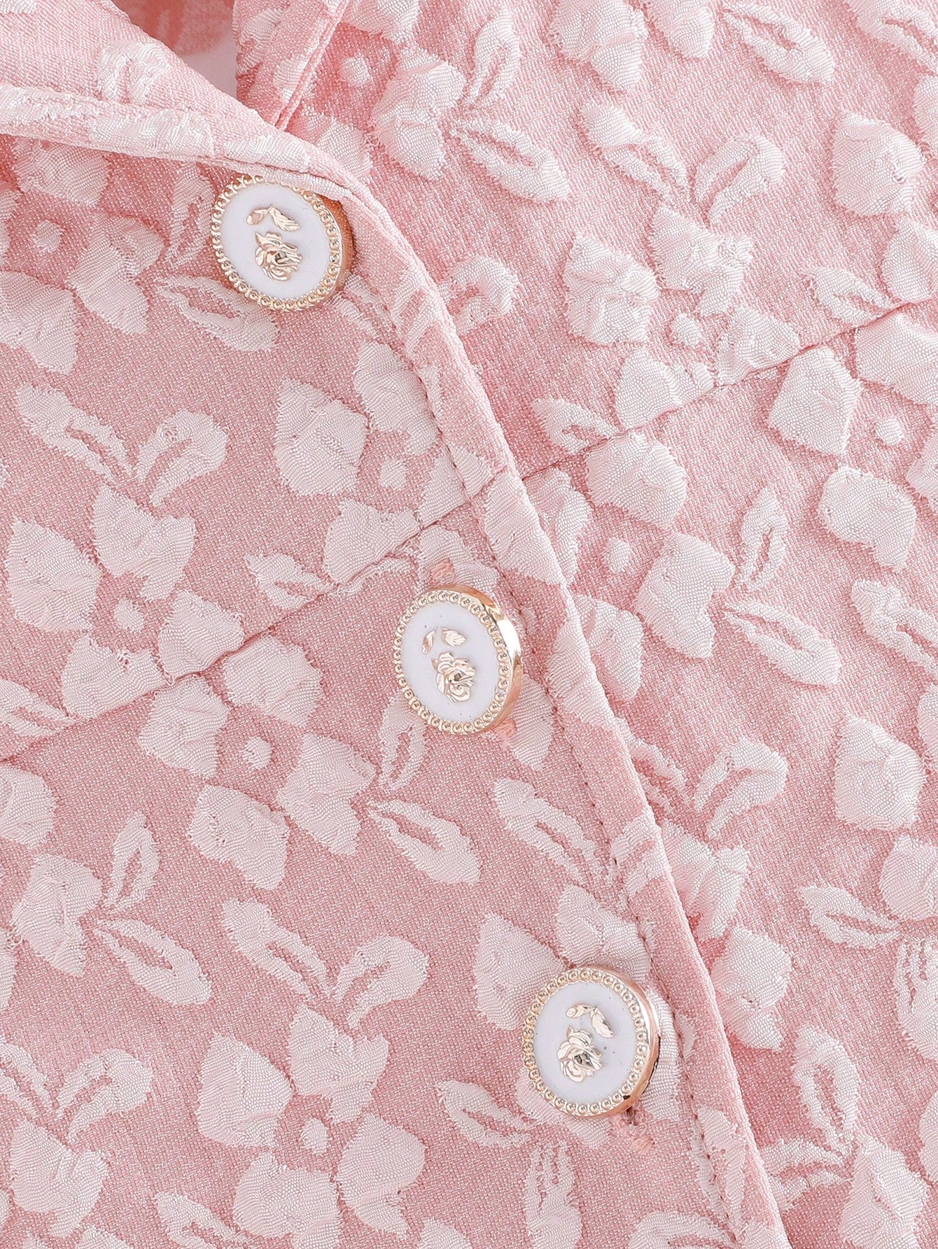 Baby Girls 3D Floral Lapel Romper & Bucket Hat - Blush