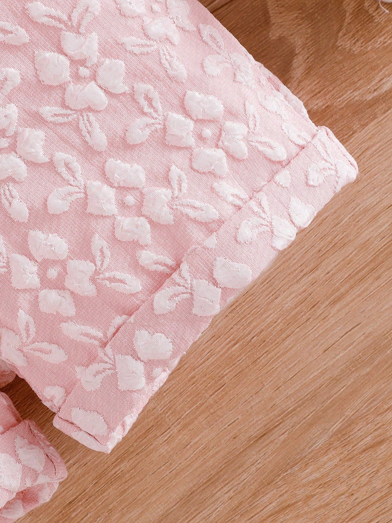 Baby Girls 3D Floral Lapel Romper & Bucket Hat - Blush