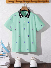 Big Boys All-Over Print Polo Shirt - Fern Green