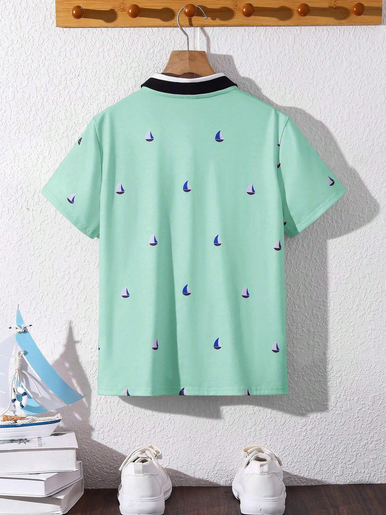 Big Boys All-Over Print Polo Shirt - Fern Green