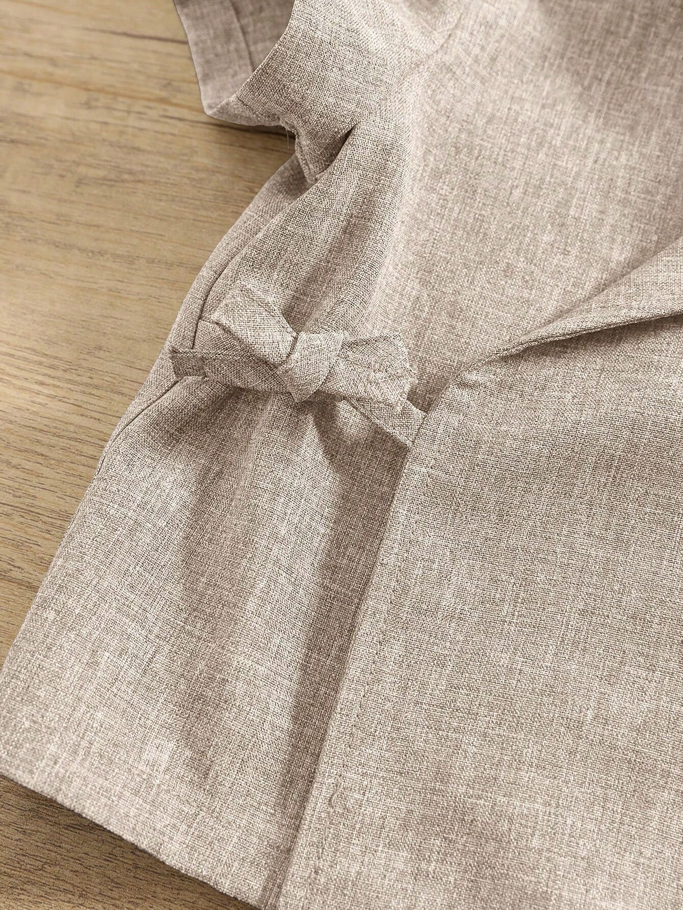 2pcs Boys Linen-Blend Wrap Shirt & Shorts Set - Ecru | 21 Century Kids
