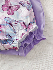 2pcs Baby Girls Butterfly Print Ruffle Bodysuit Set - Wisteria | 21...