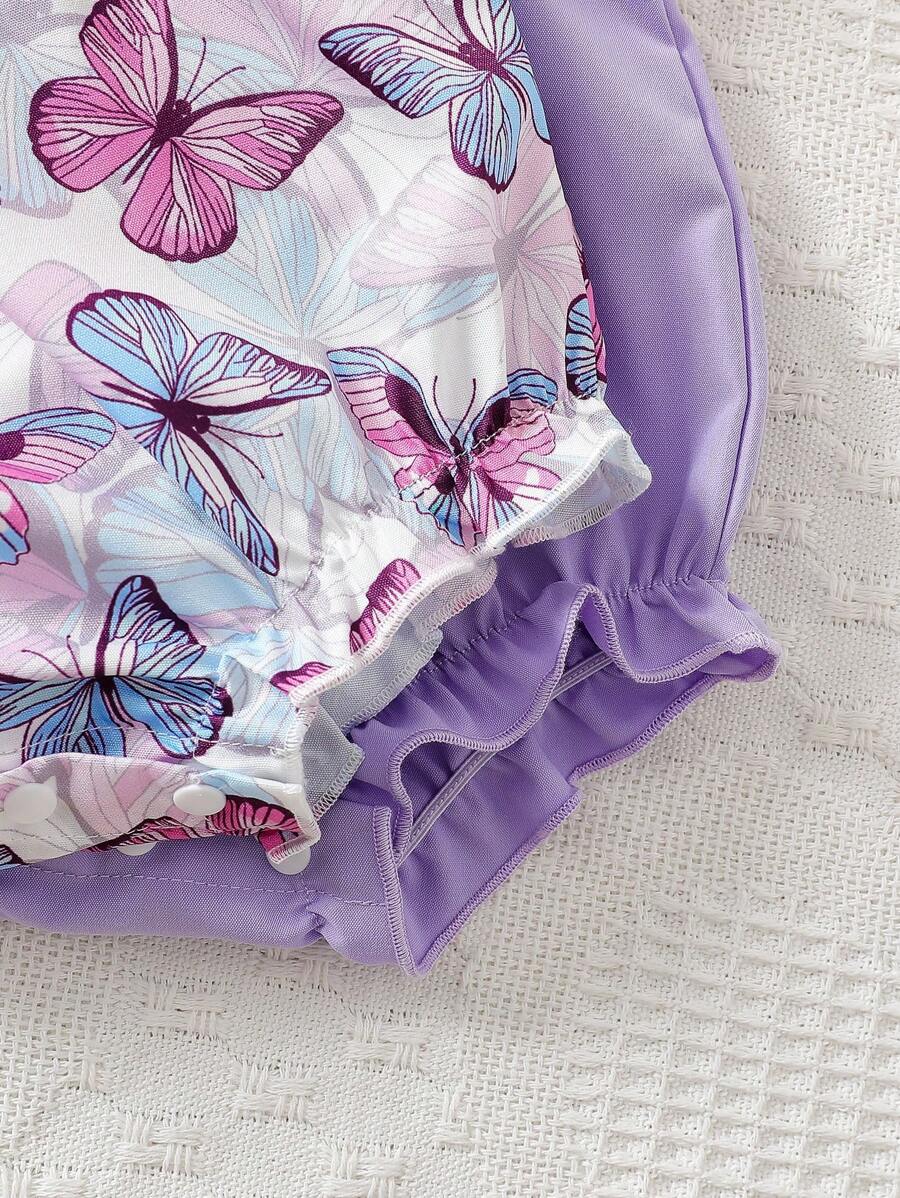 2pcs Baby Girls Butterfly Print Ruffle Bodysuit Set - Wisteria | 21...