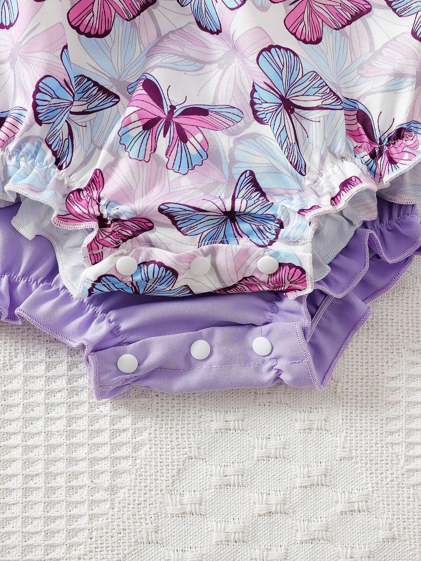 2pcs Baby Girls Butterfly Print Ruffle Bodysuit Set - Wisteria | 21...