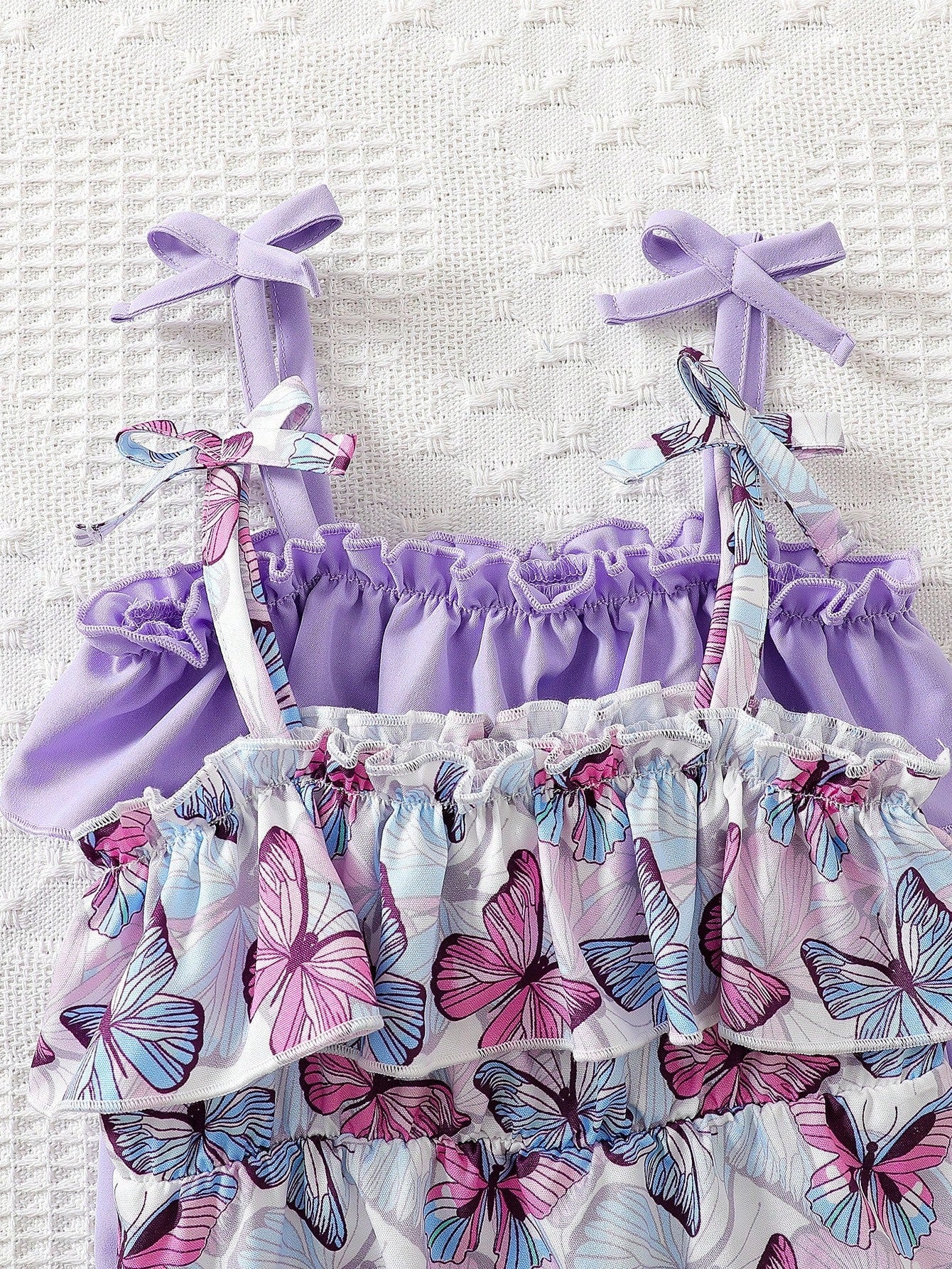 2pcs Baby Girls Butterfly Print Ruffle Bodysuit Set - Wisteria | 21...