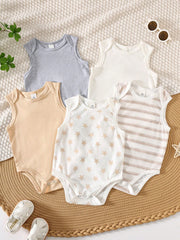 Baby Boys Star & Stripe Sleeveless Bodysuit Set - Ivory