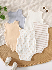 Baby Boys Star & Stripe Sleeveless Bodysuit Set - Ivory