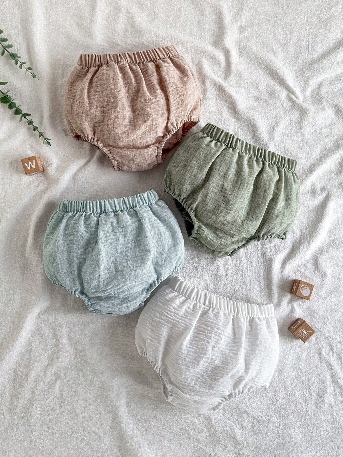 4pcs Baby Boys Muslin Bloomer Shorts Set - Ivory | 21 Century Kids