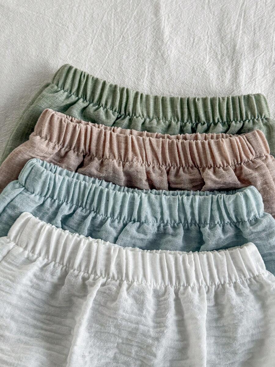4pcs Baby Boys Muslin Bloomer Shorts Set - Ivory | 21 Century Kids