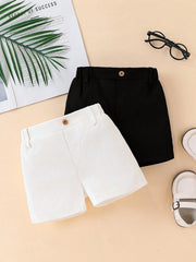 2pcs Boys Tailored Chino Shorts with Retro Button - Ivory | 21 Cent...
