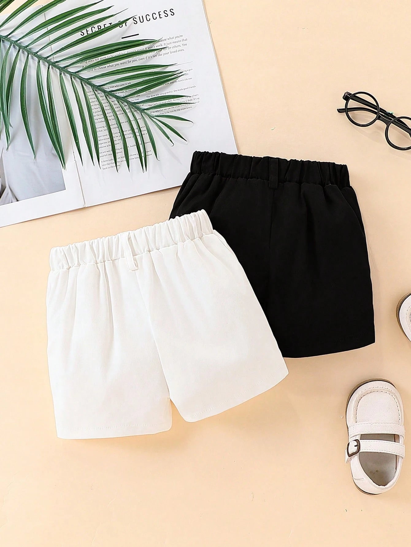 2pcs Boys Tailored Chino Shorts with Retro Button - Ivory | 21 Cent...