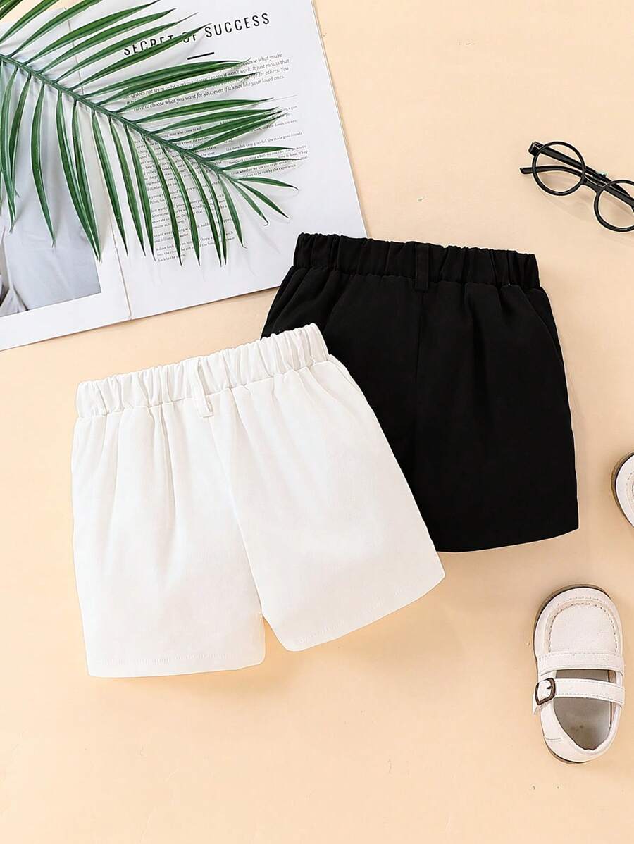 2pcs Boys Tailored Chino Shorts with Retro Button - Ivory | 21 Cent...