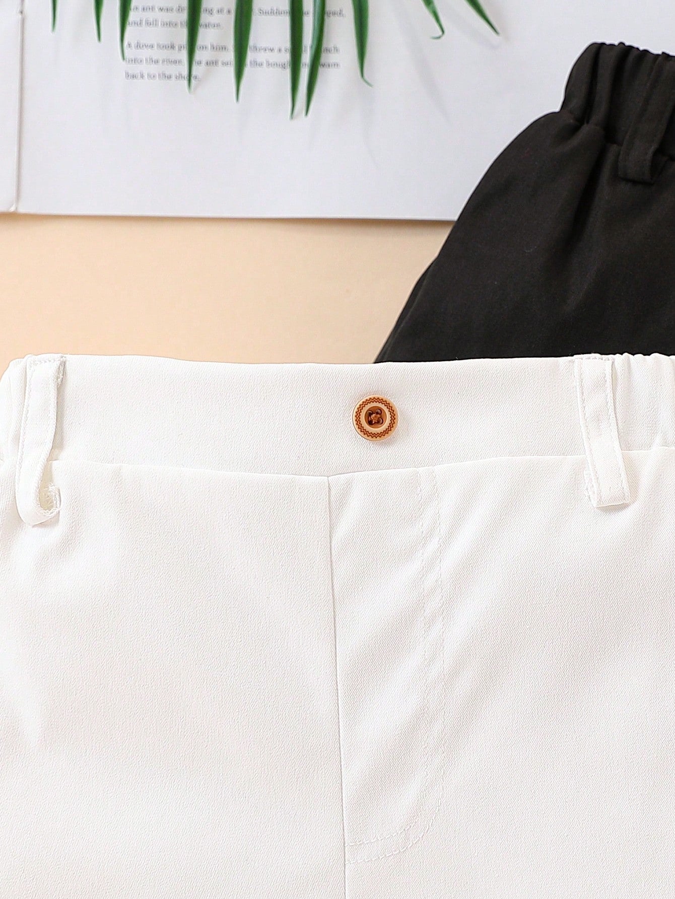 2pcs Boys Tailored Chino Shorts with Retro Button - Ivory | 21 Cent...