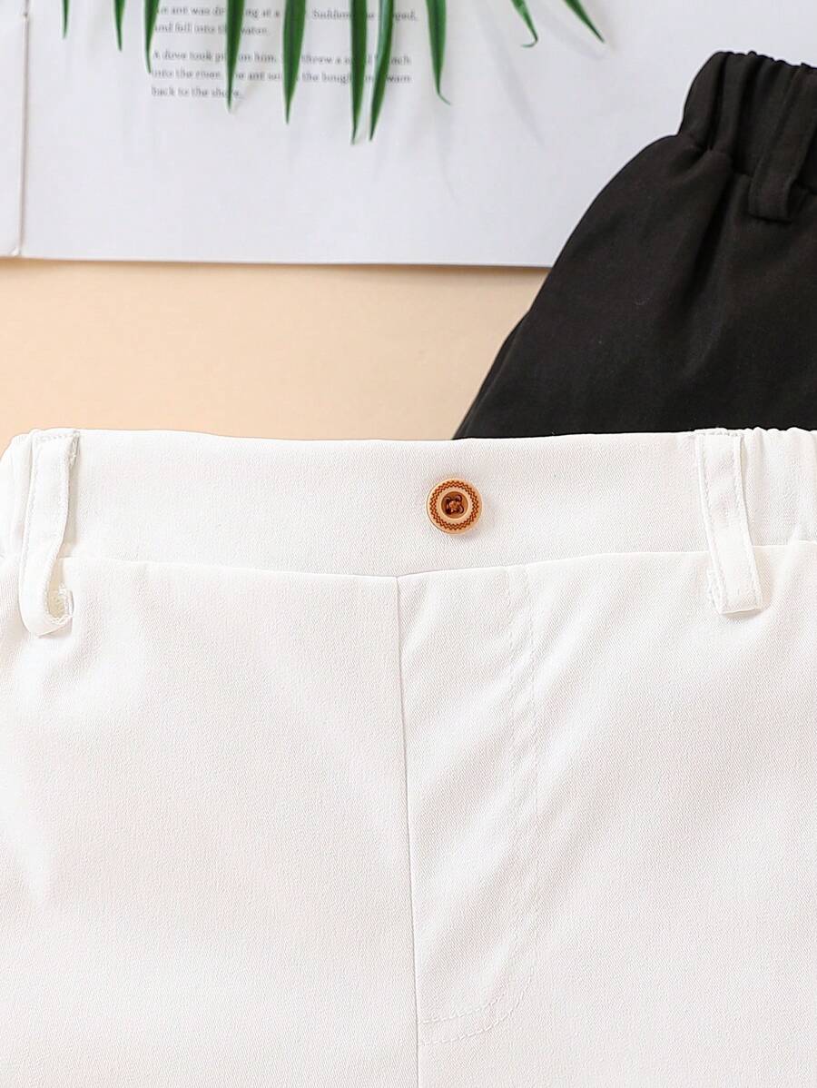 2pcs Boys Tailored Chino Shorts with Retro Button - Ivory | 21 Cent...