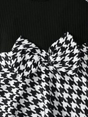 2pcs Baby Girls Houndstooth Romper Dress & Headband Set - Onyx | 21...