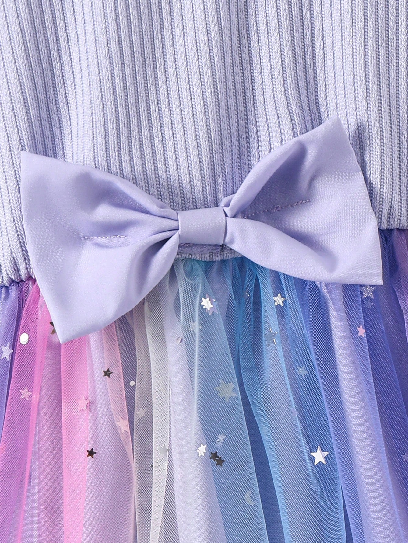 Girls Ribbed Flutter Sleeve Star Tulle Dress - Periwinkle | 21 Cent...