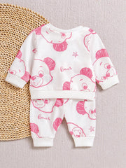 2pcs Baby Boys Bear Print Sweatshirt & Jogger Set - Ivory | 21 Cent...