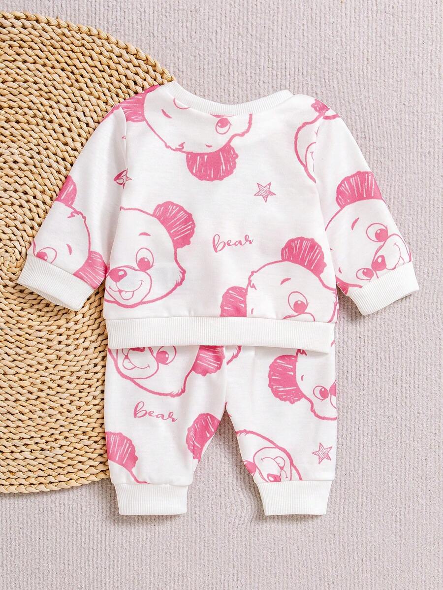 2pcs Baby Boys Bear Print Sweatshirt & Jogger Set - Ivory | 21 Cent...