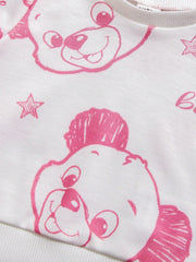 2pcs Baby Boys Bear Print Sweatshirt & Jogger Set - Ivory | 21 Cent...
